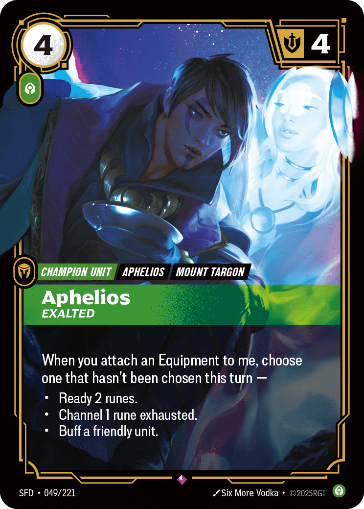 Aphelios - Exalted — Spiritforged — Riftbound: League of Legends TCG