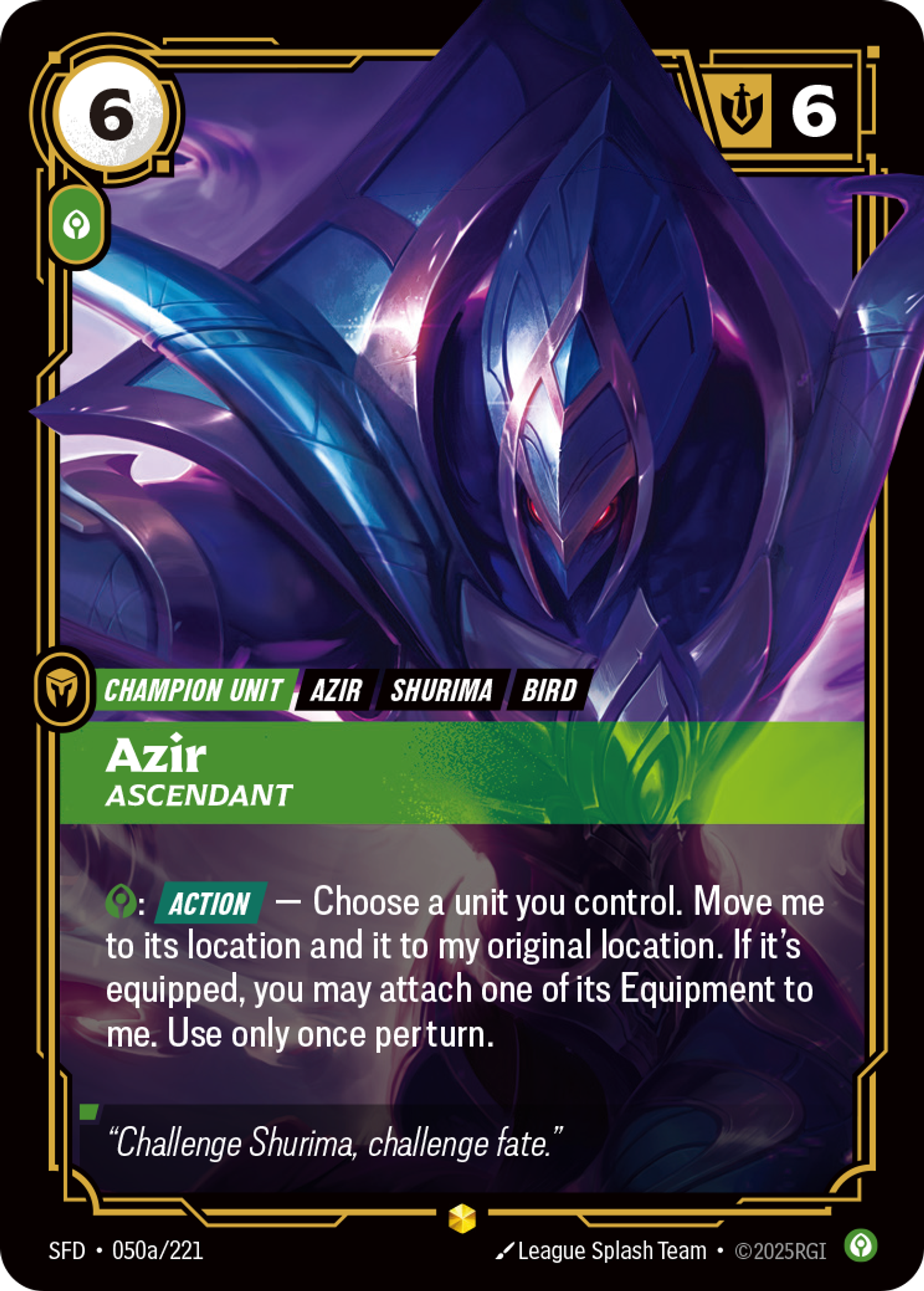 Azir - Ascendant (Alternate Art) — Spiritforged — Riftbound: League of Legends TCG
