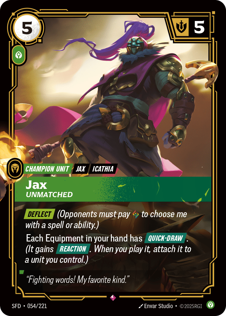 Jax - Unmatched — Spiritforged — Riftbound