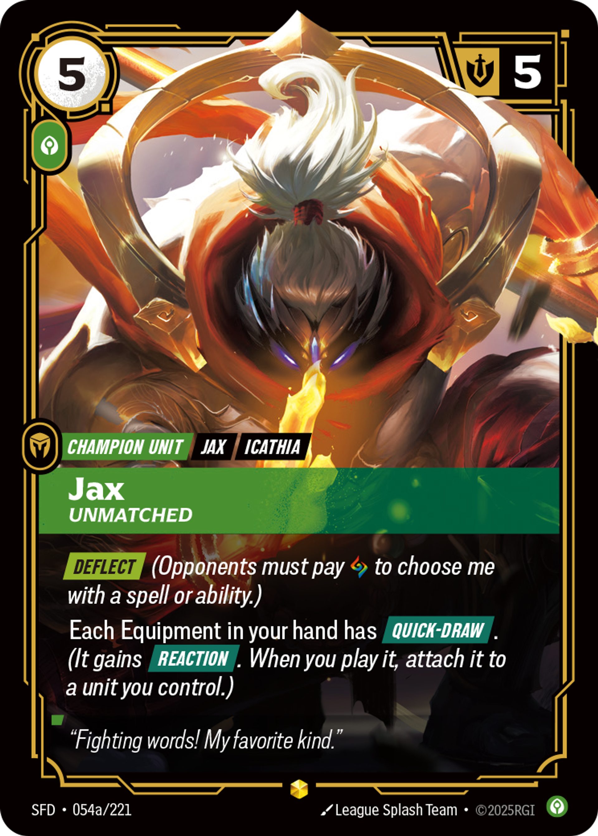 Jax - Unmatched (Alternate Art) — Spiritforged — Riftbound