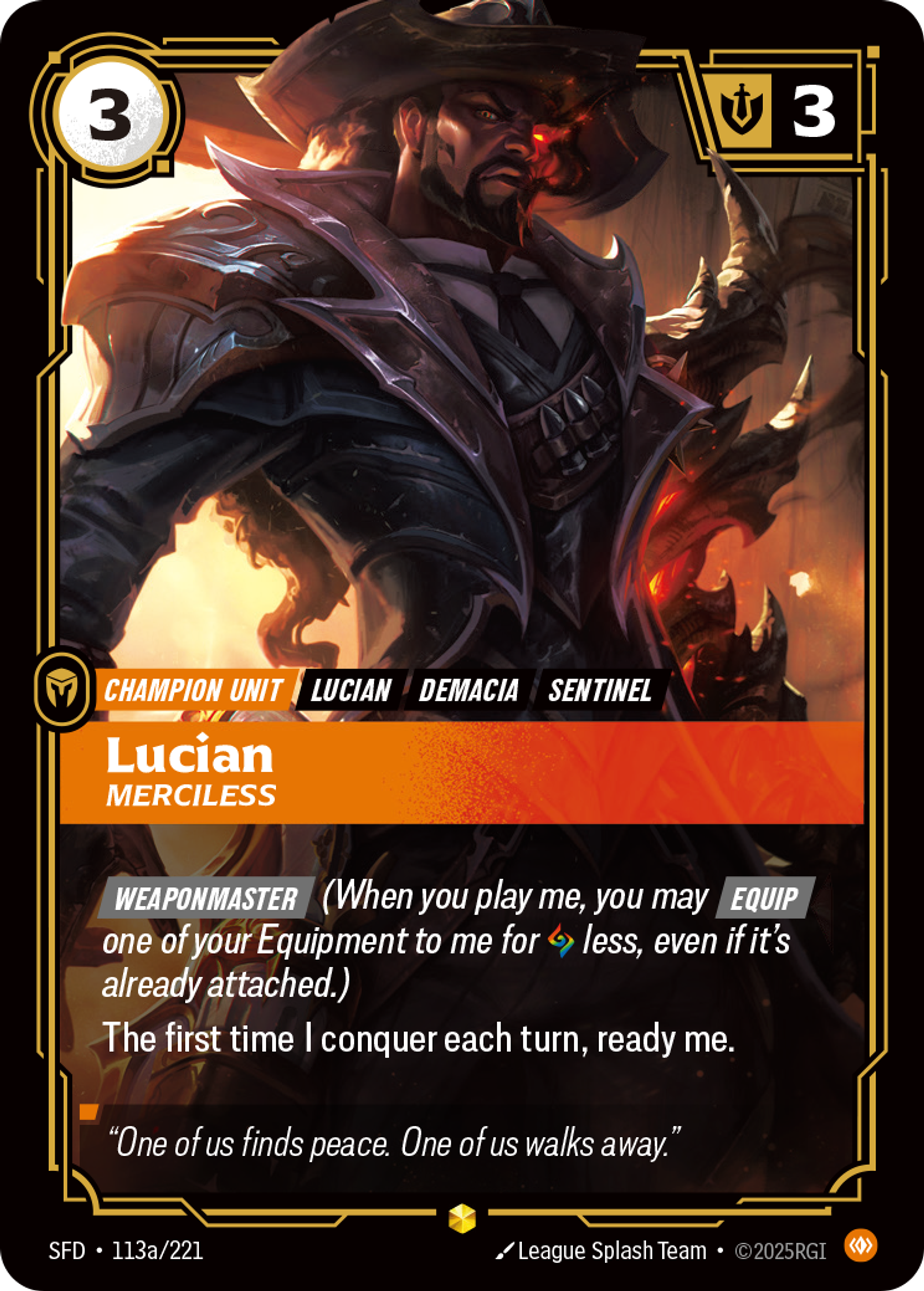 Lucian - Merciless (Alternate Art) — Spiritforged — Riftbound