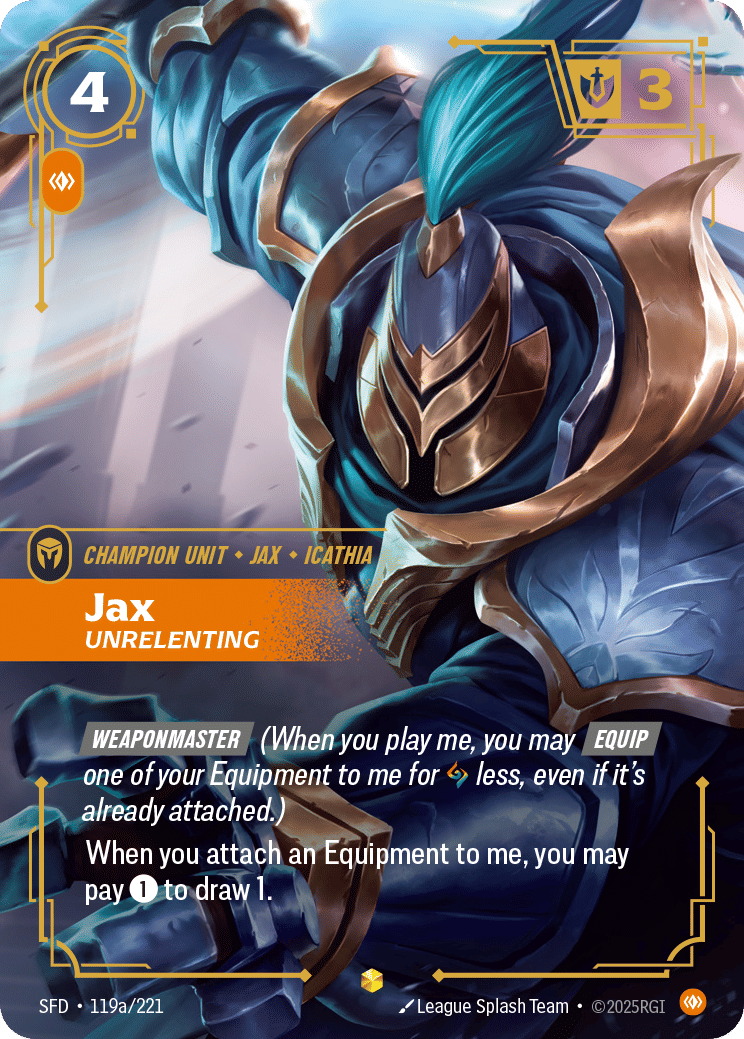 Jax - Unrelenting (Alternate Art) — Spiritforged — Riftbound