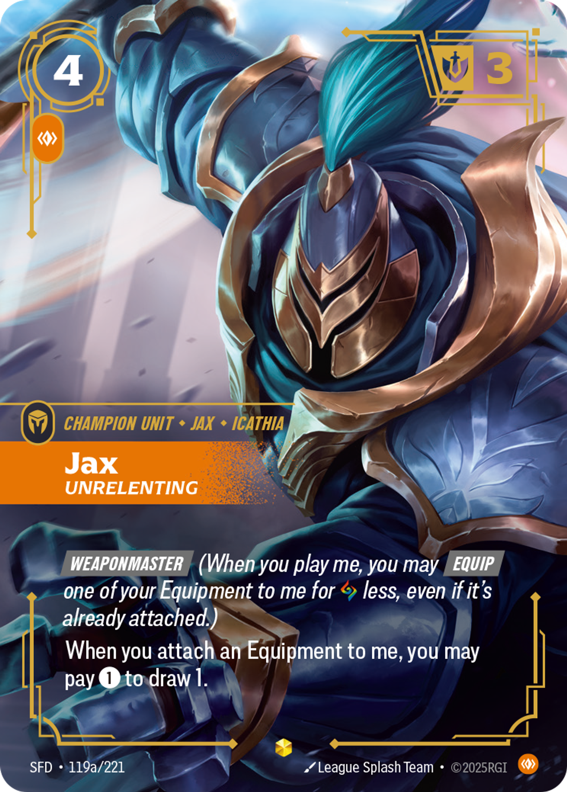 Jax - Unrelenting (Alternate Art) — Spiritforged — Riftbound