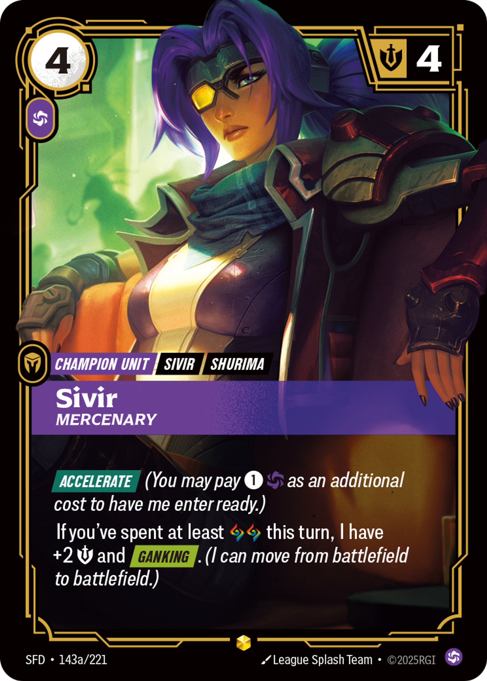 Sivir - Mercenary (Alternate Art) — Spiritforged — Riftbound