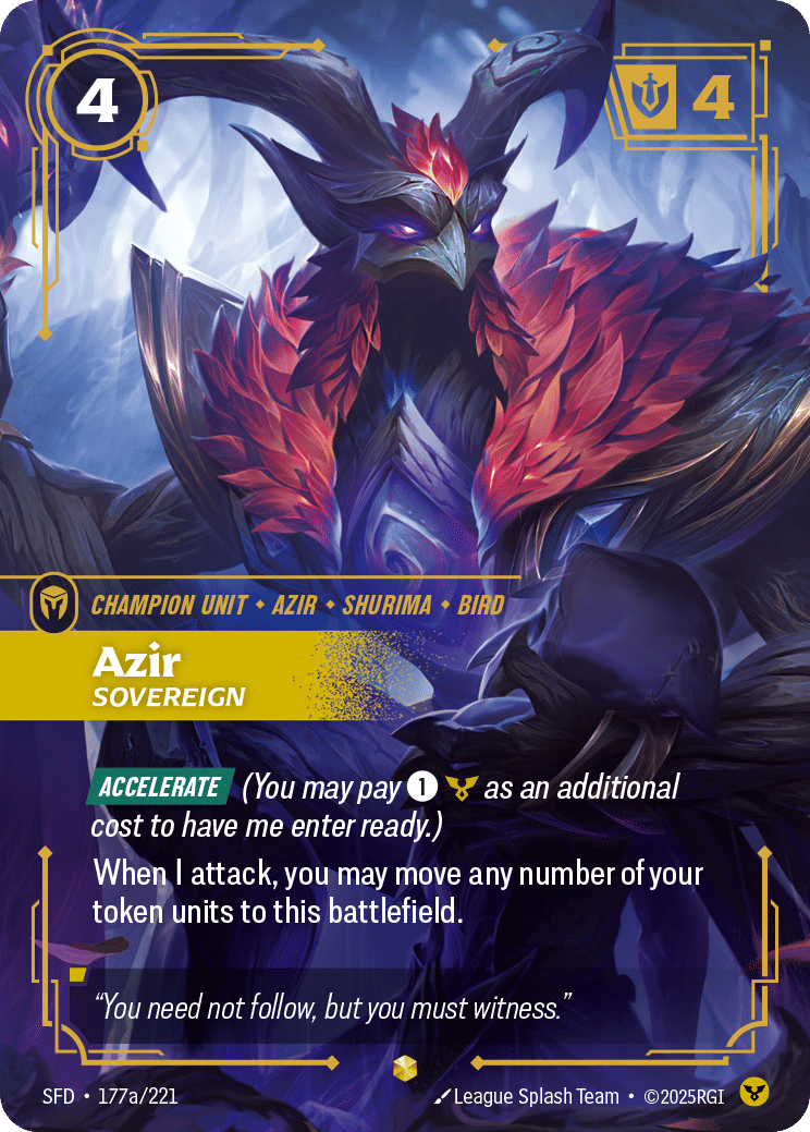 Azir - Sovereign (Alternate Art) — Spiritforged — Riftbound
