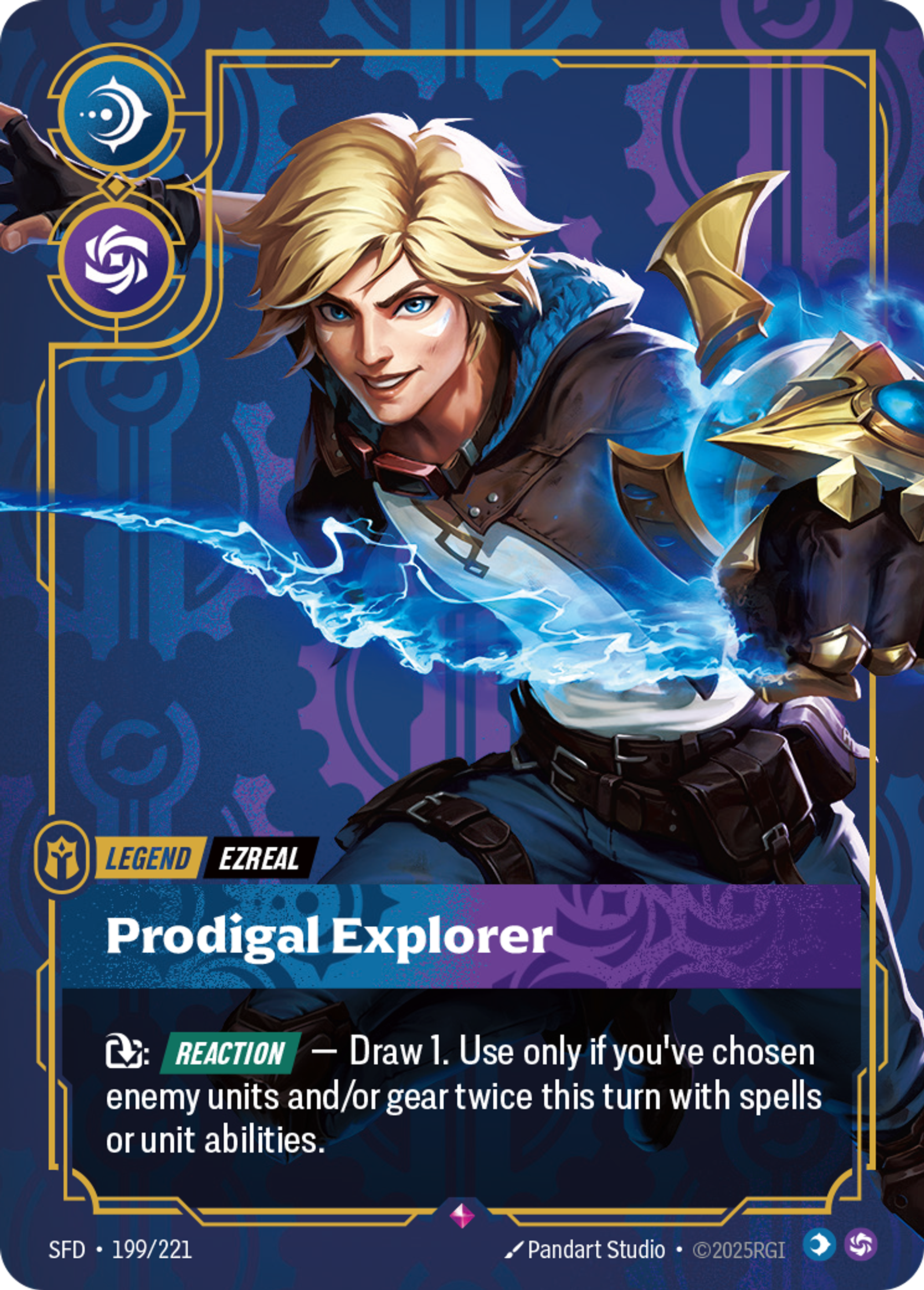 Ezreal - Prodigal Explorer (Metal) — Spiritforged - Promo Cards — Riftbound: League of Legends TCG