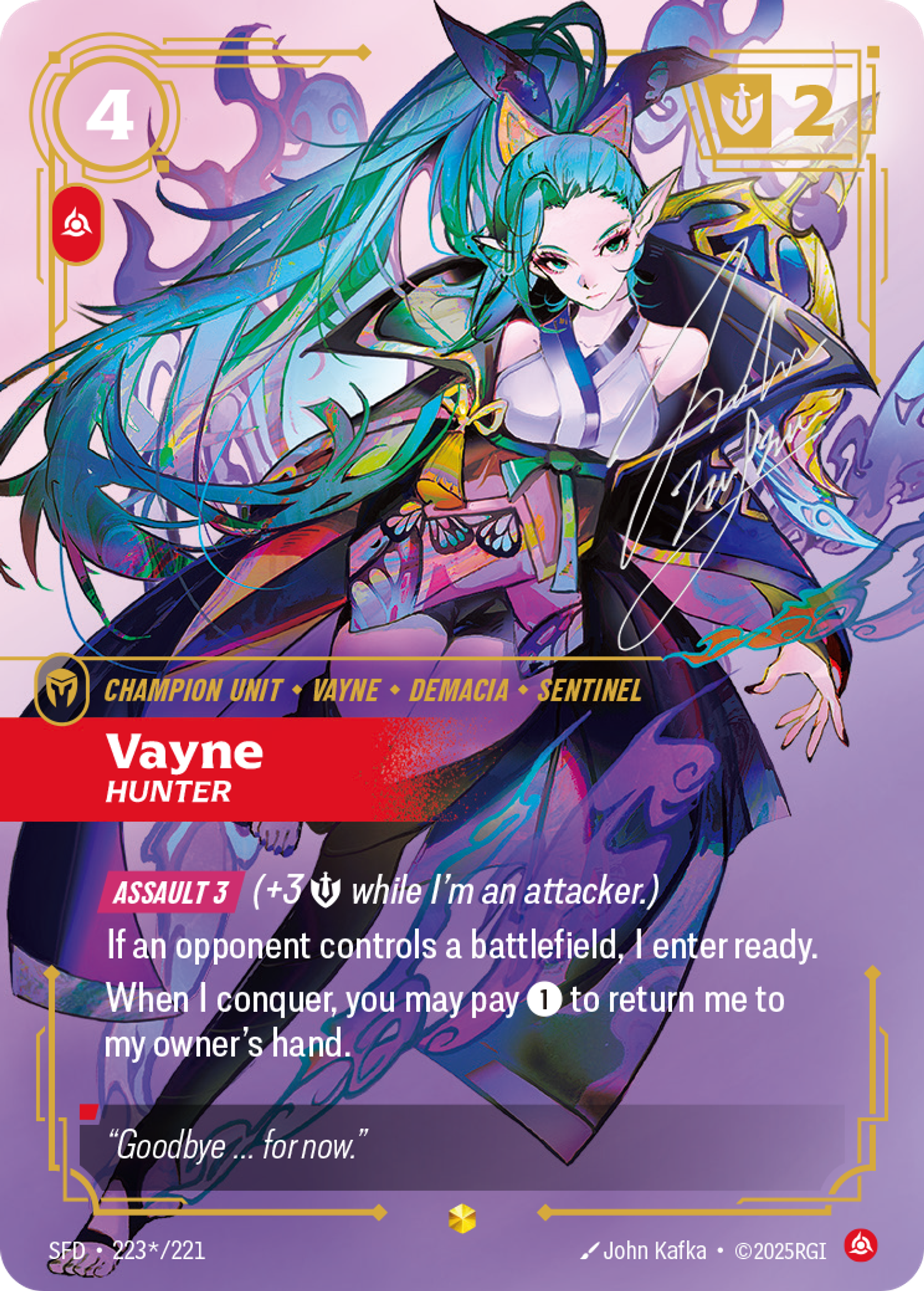 Vayne - Hunter (Signed) — Spiritforged — Riftbound: League of Legends TCG