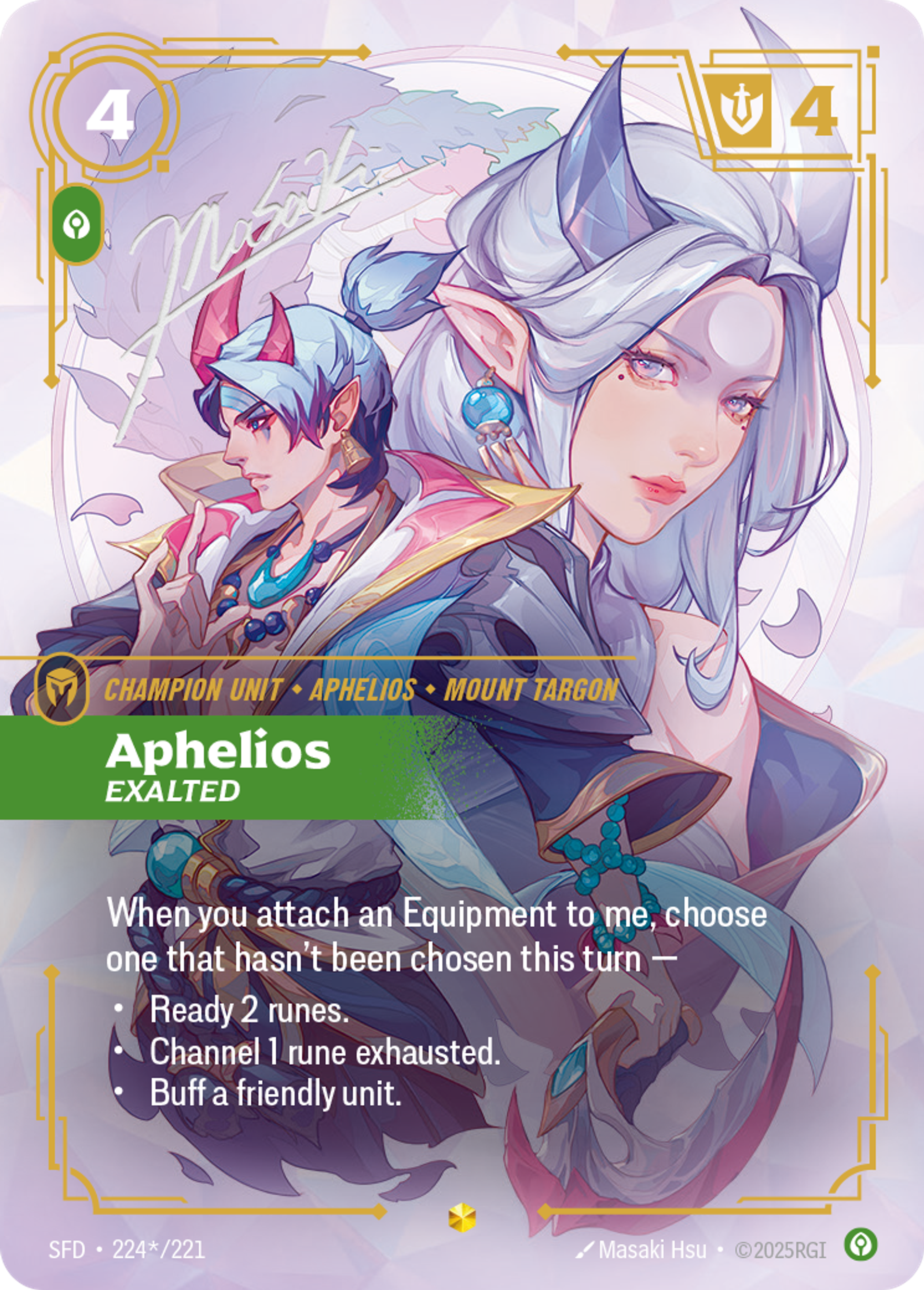 Aphelios - Exalted (Signed) — Spiritforged — Riftbound: League of Legends TCG