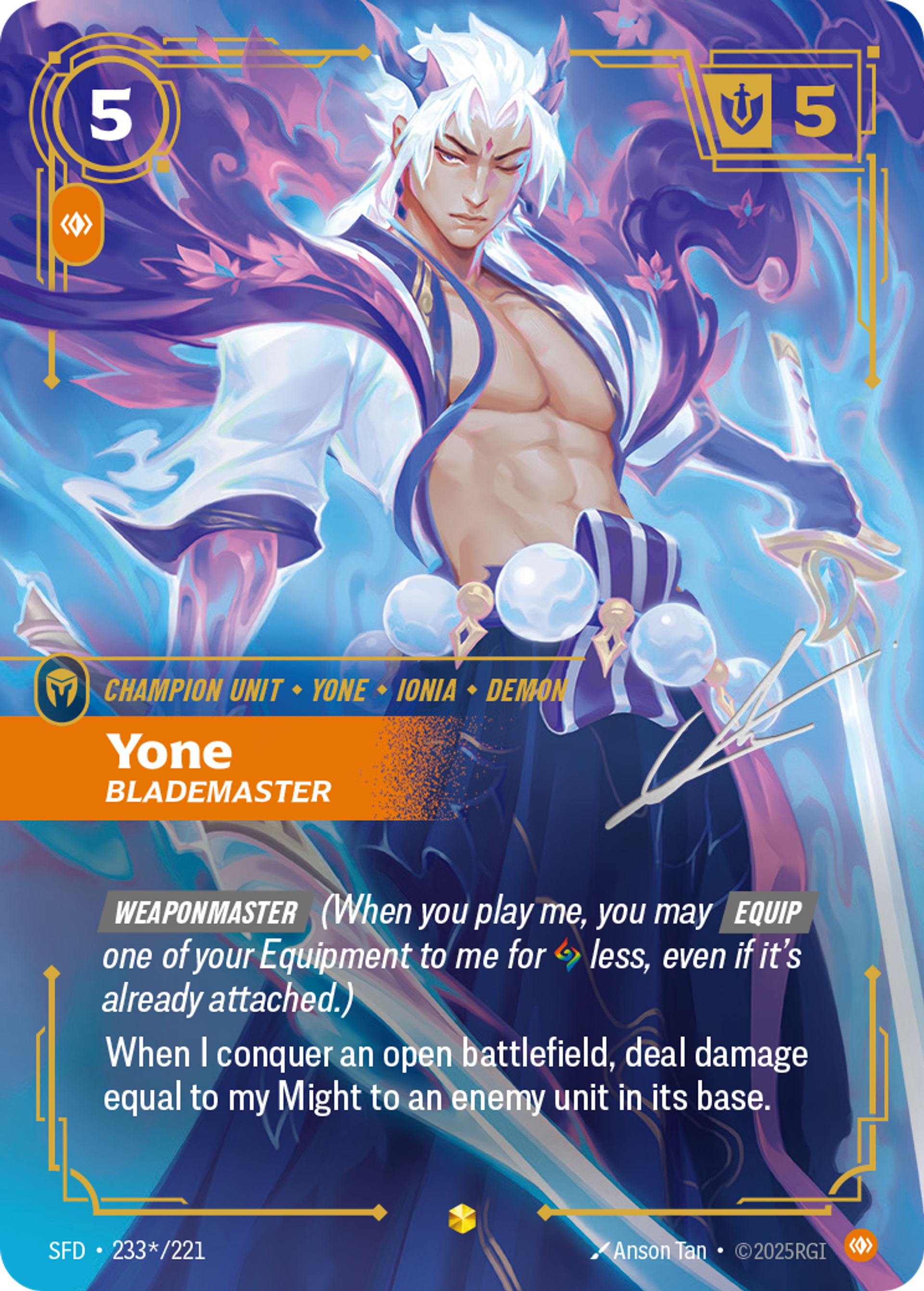 Yone - Blademaster (Signed) — Spiritforged — Riftbound: League of Legends TCG
