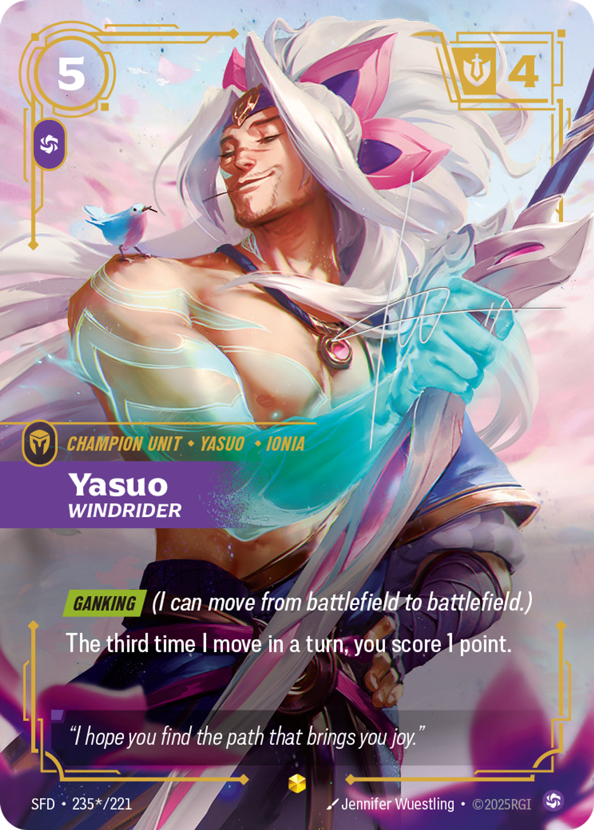 Yasuo - Windrider (Signed) — Spiritforged — Riftbound: League of Legends TCG