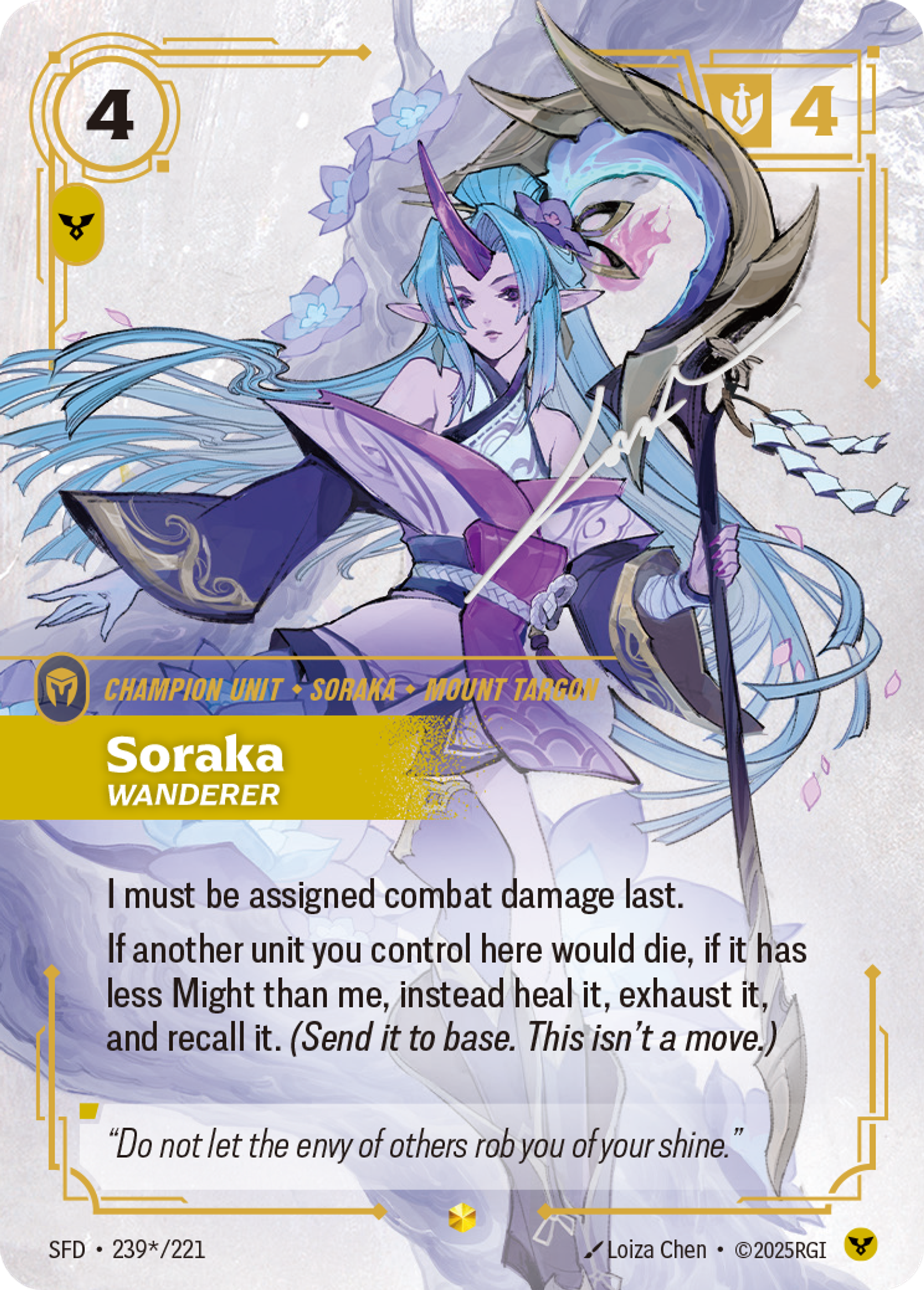Soraka - Wanderer (Signed) — Spiritforged — Riftbound: League of Legends TCG