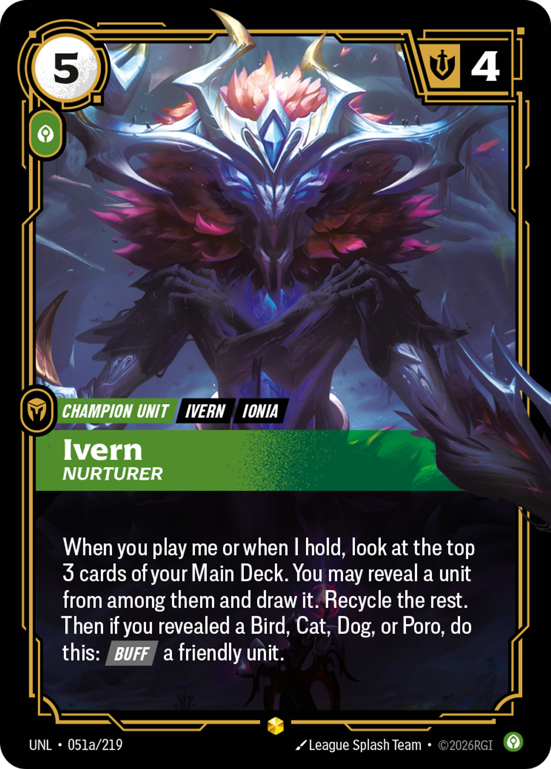Ivern - Nurturer (Alternate Art) — Unleashed — Riftbound: League of Legends TCG