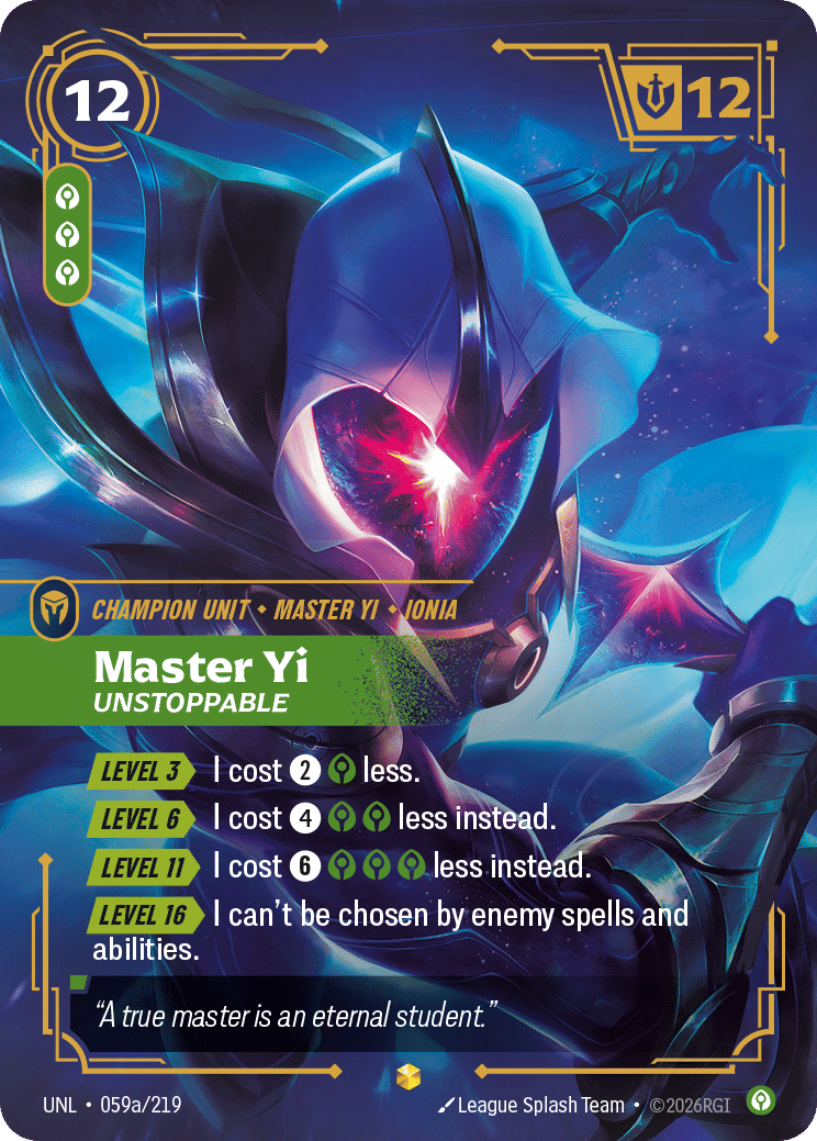 Master Yi - Unstoppable (Alternate Art) — Unleashed — Riftbound
