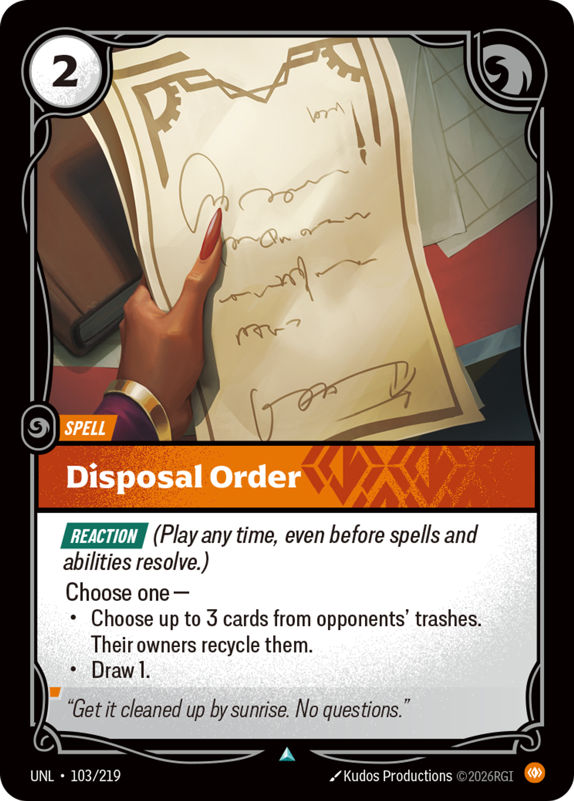 Disposal Order — Unleashed — Riftbound