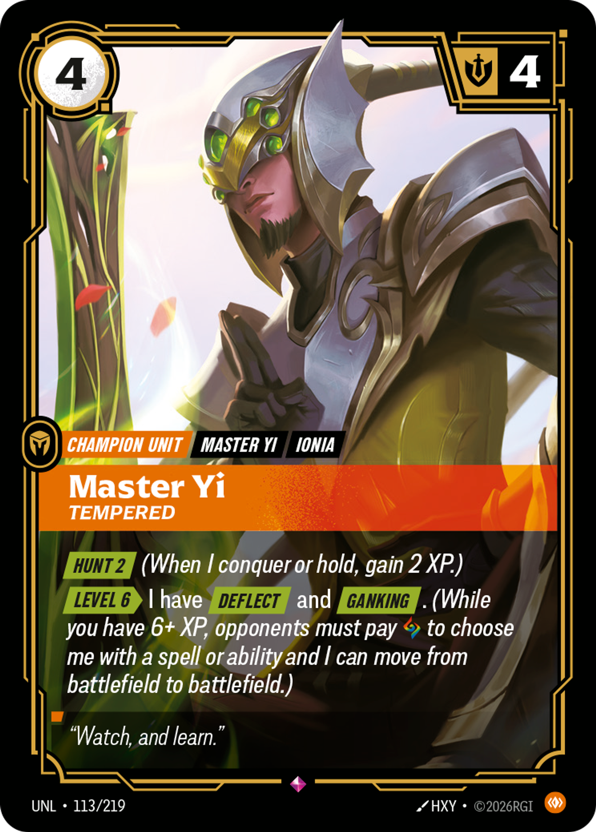 Master Yi - Tempered — Unleashed — Riftbound