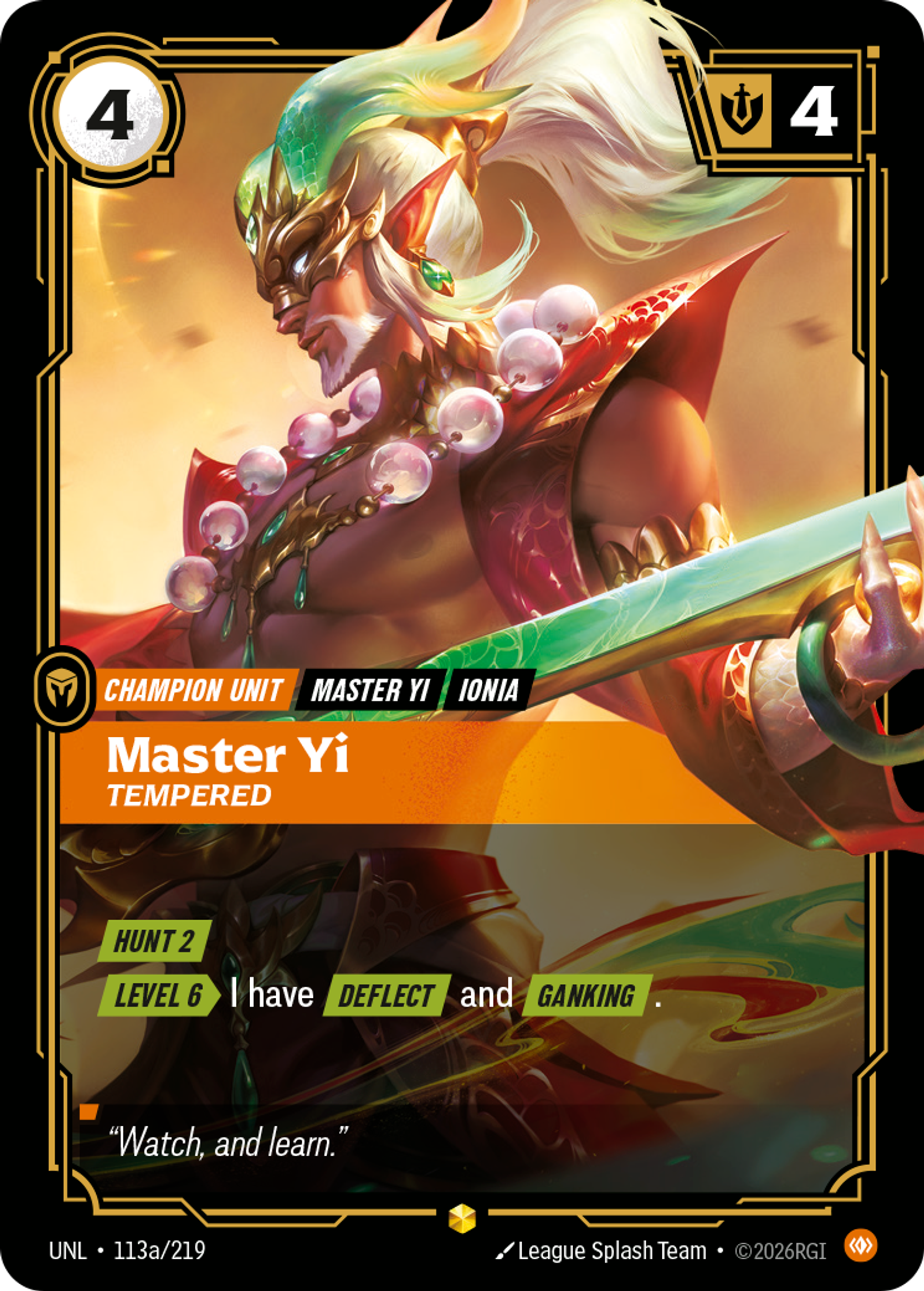 Master Yi - Tempered (Alternate Art) — Unleashed — Riftbound