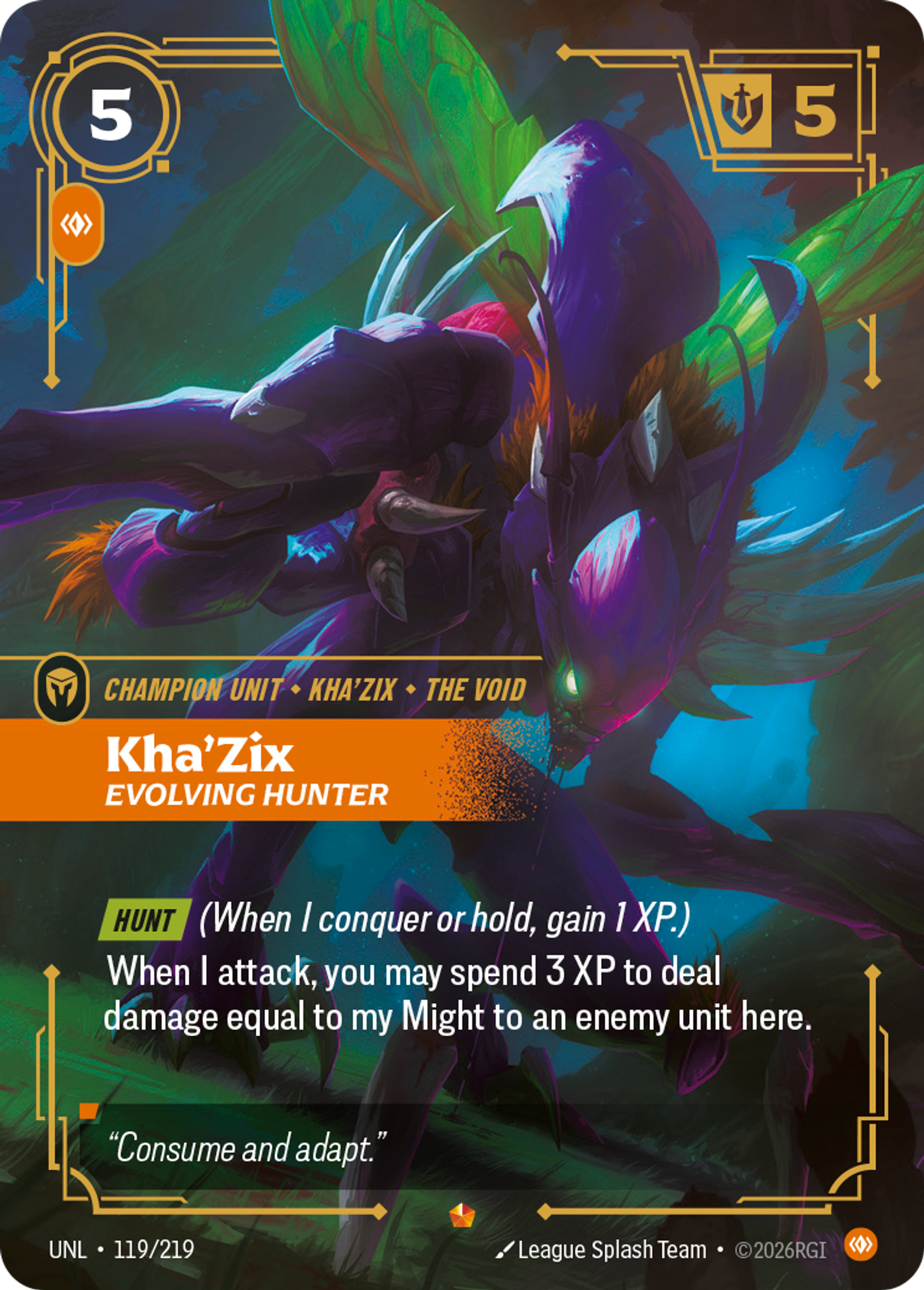 Kha'Zix - Evolving Hunter — Unleashed — Riftbound: League of Legends TCG