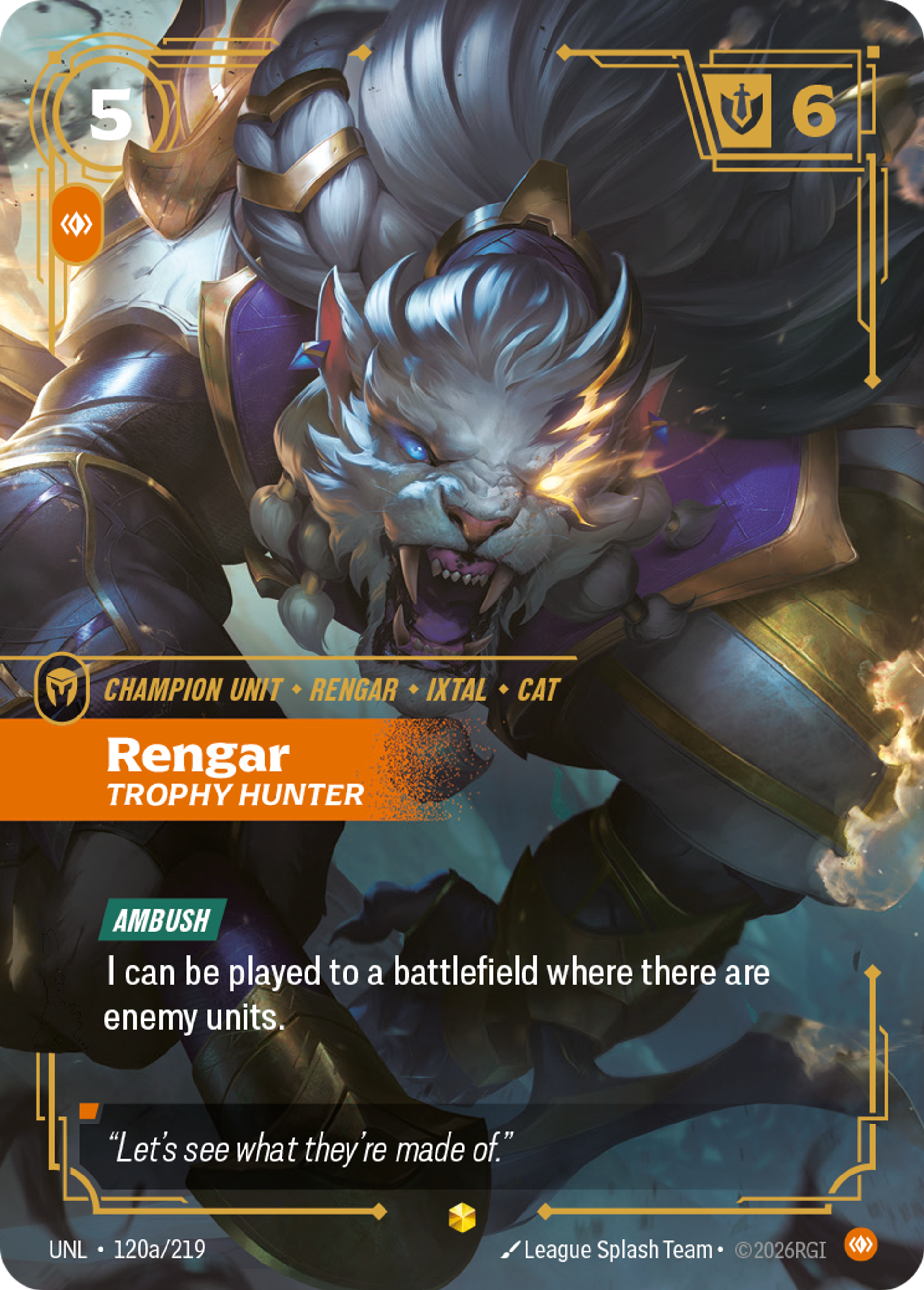 Rengar - Trophy Hunter (Alternate Art) — Unleashed — Riftbound: League of Legends TCG