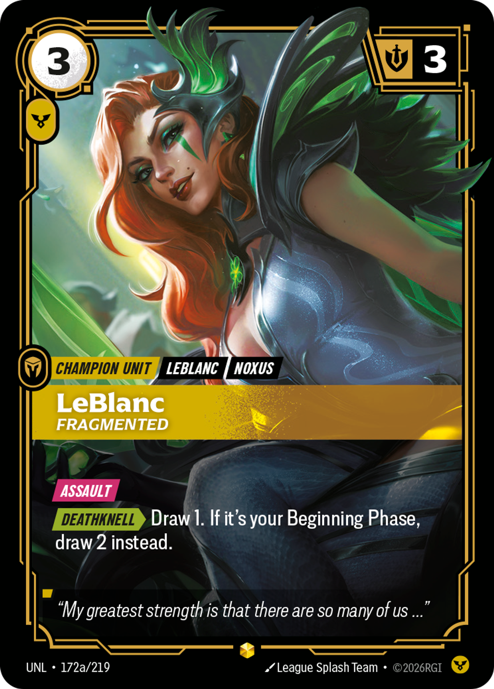 LeBlanc - Fragmented (Alternate Art) — Unleashed — Riftbound