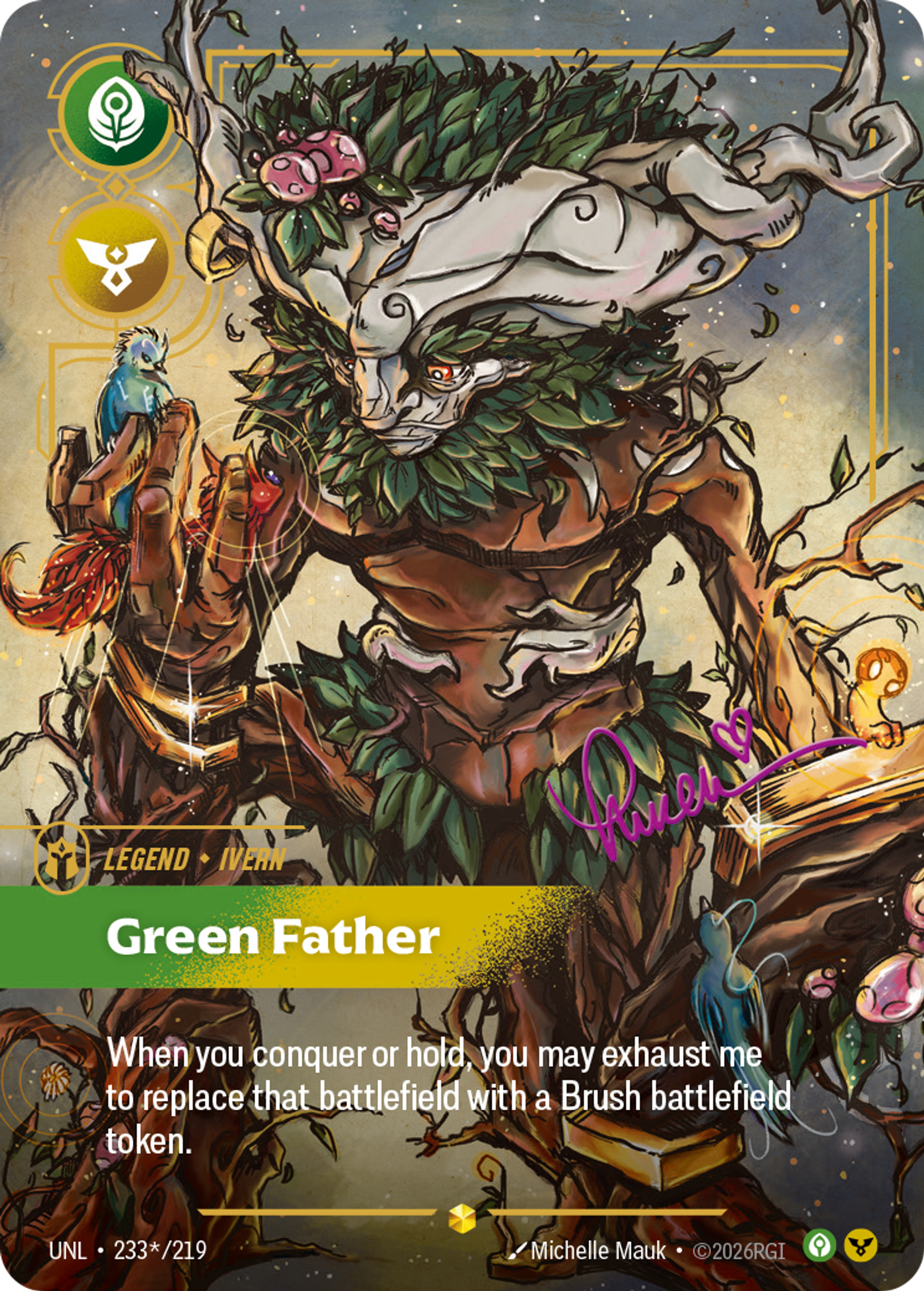 Ivern - Green Father (Signature) — Unleashed — Riftbound: League of Legends TCG