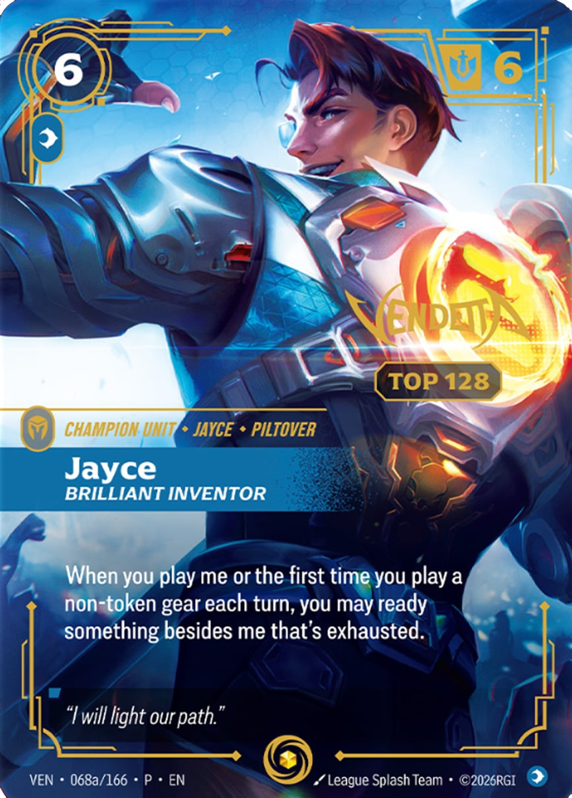 Jayce - Brilliant Inventor (Top 128) — Vendetta - Promo Cards — Riftbound: League of Legends TCG