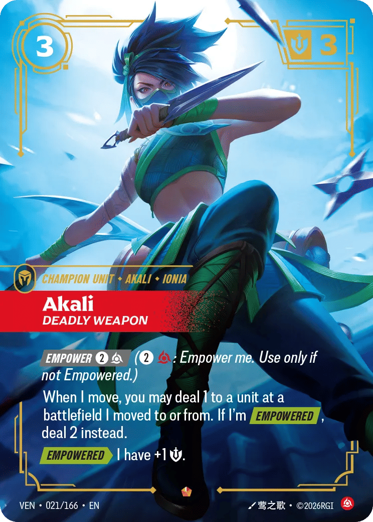 Akali - Deadly Weapon — Vendetta — Riftbound: League of Legends TCG