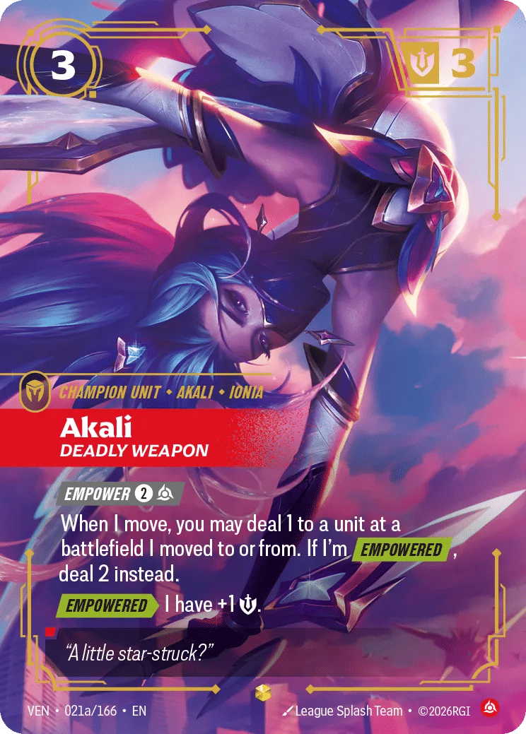 Akali - Deadly Weapon — Vendetta — Riftbound: League of Legends TCG