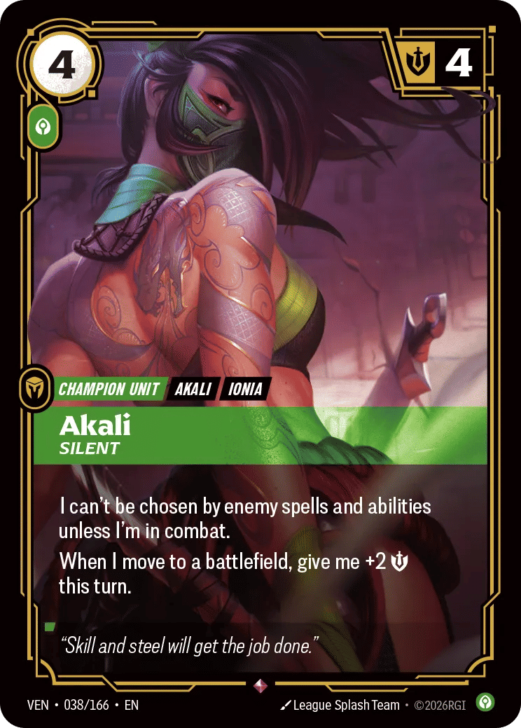 Akali - Silent — Vendetta — Riftbound: League of Legends TCG