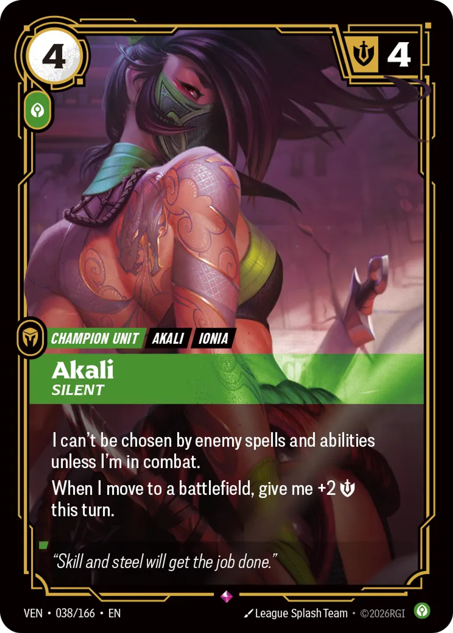 Akali - Silent — Vendetta — Riftbound