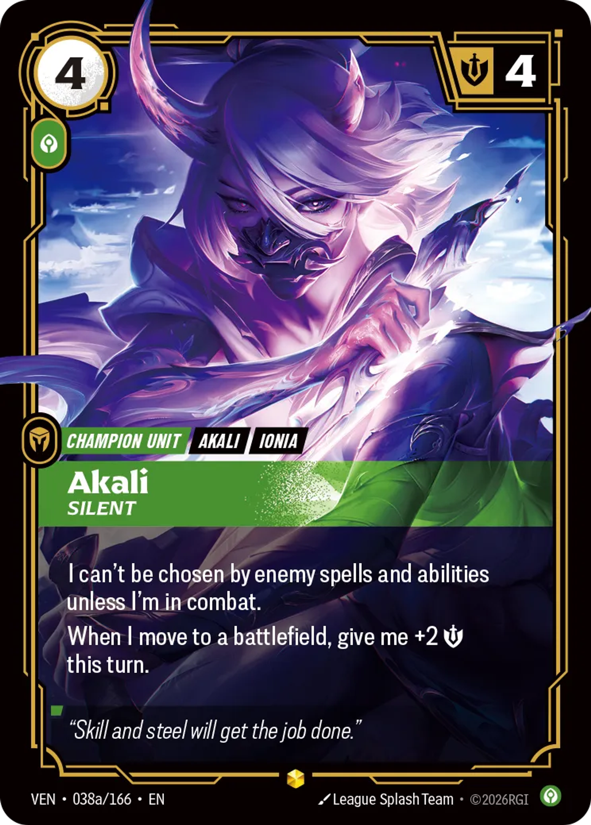 Akali - Silent — Vendetta — Riftbound