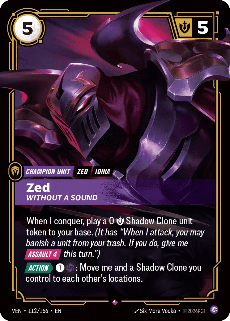 Zed - Without a Sound — Vendetta — Riftbound: League of Legends TCG