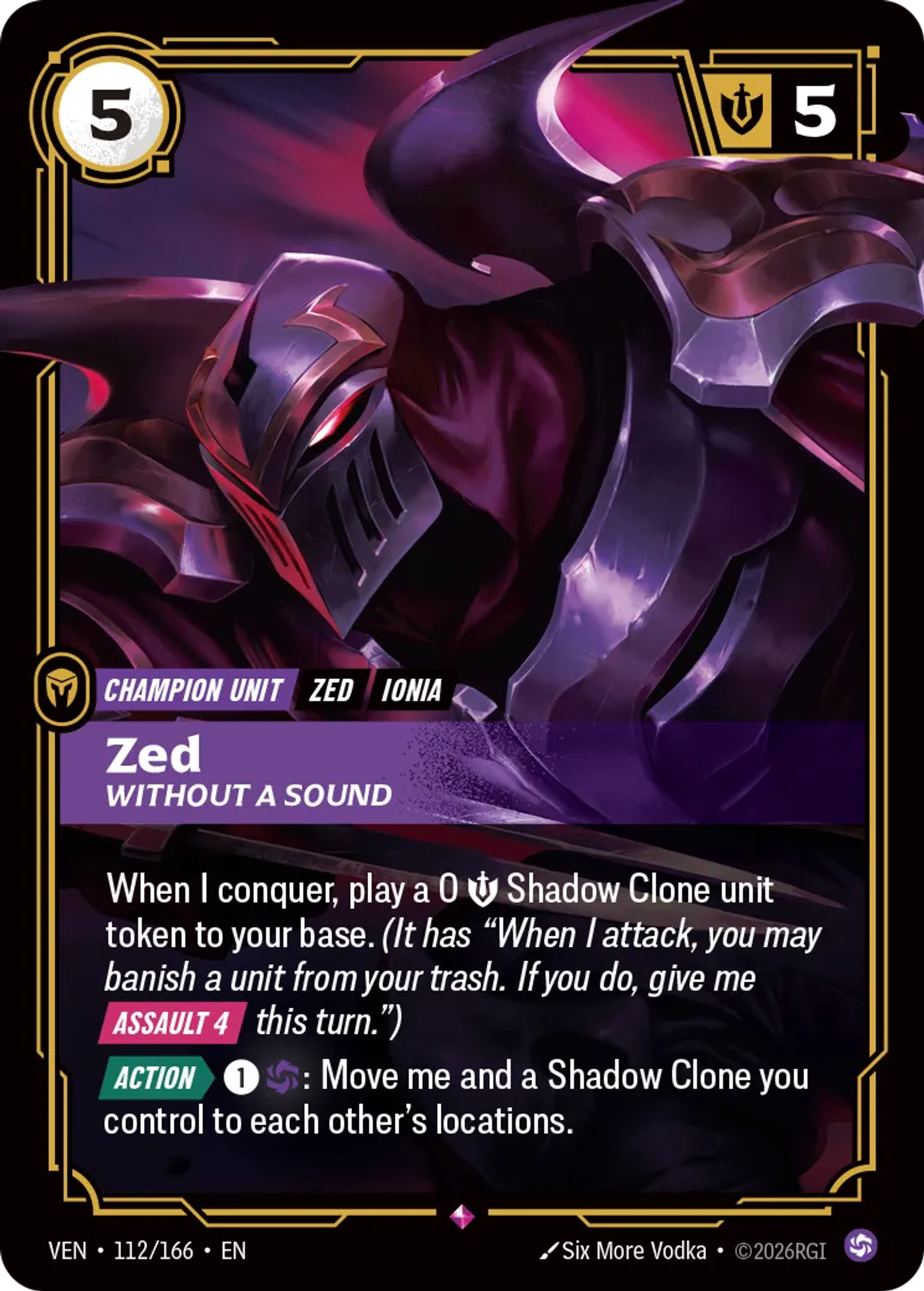 Zed - Without a Sound — Vendetta — Riftbound