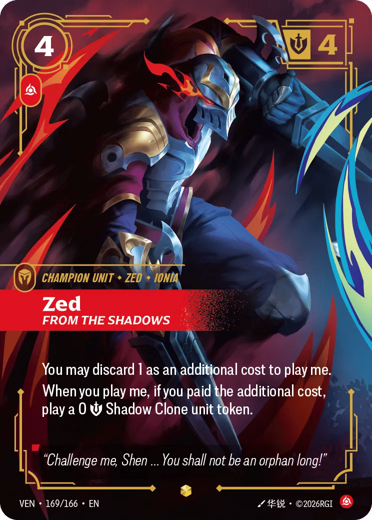 Zed - From the Shadows — Vendetta — Riftbound: League of Legends TCG