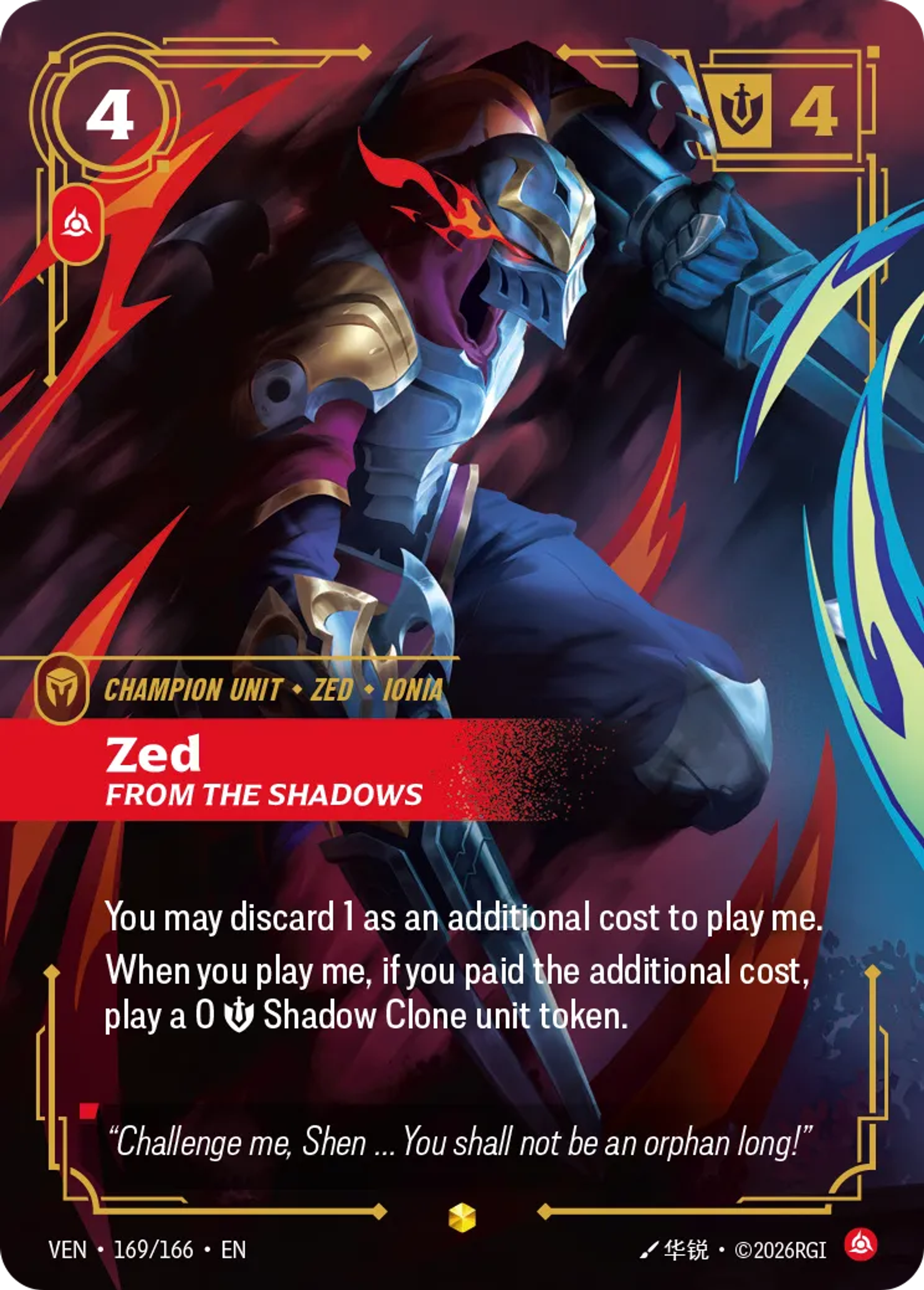 Zed - From the Shadows — Vendetta — Riftbound