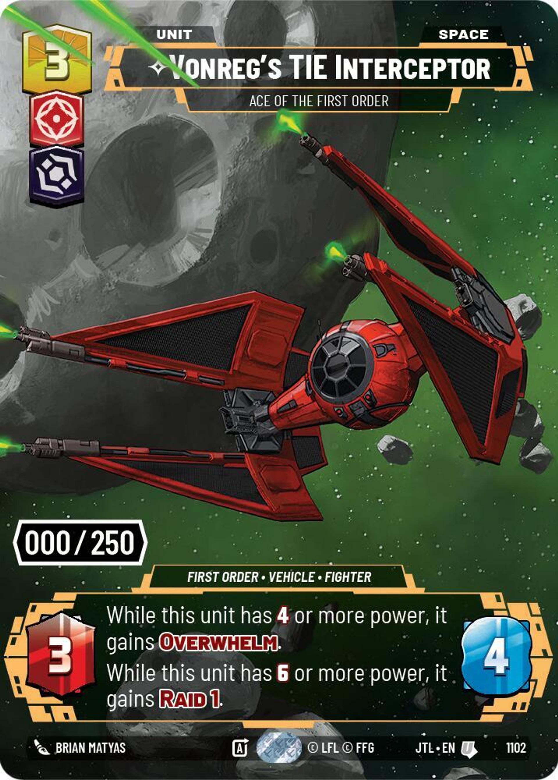 Vonreg's TIE Interceptor - Ace of the First Order — Jump to Lightspeed — Star Wars: Unlimited