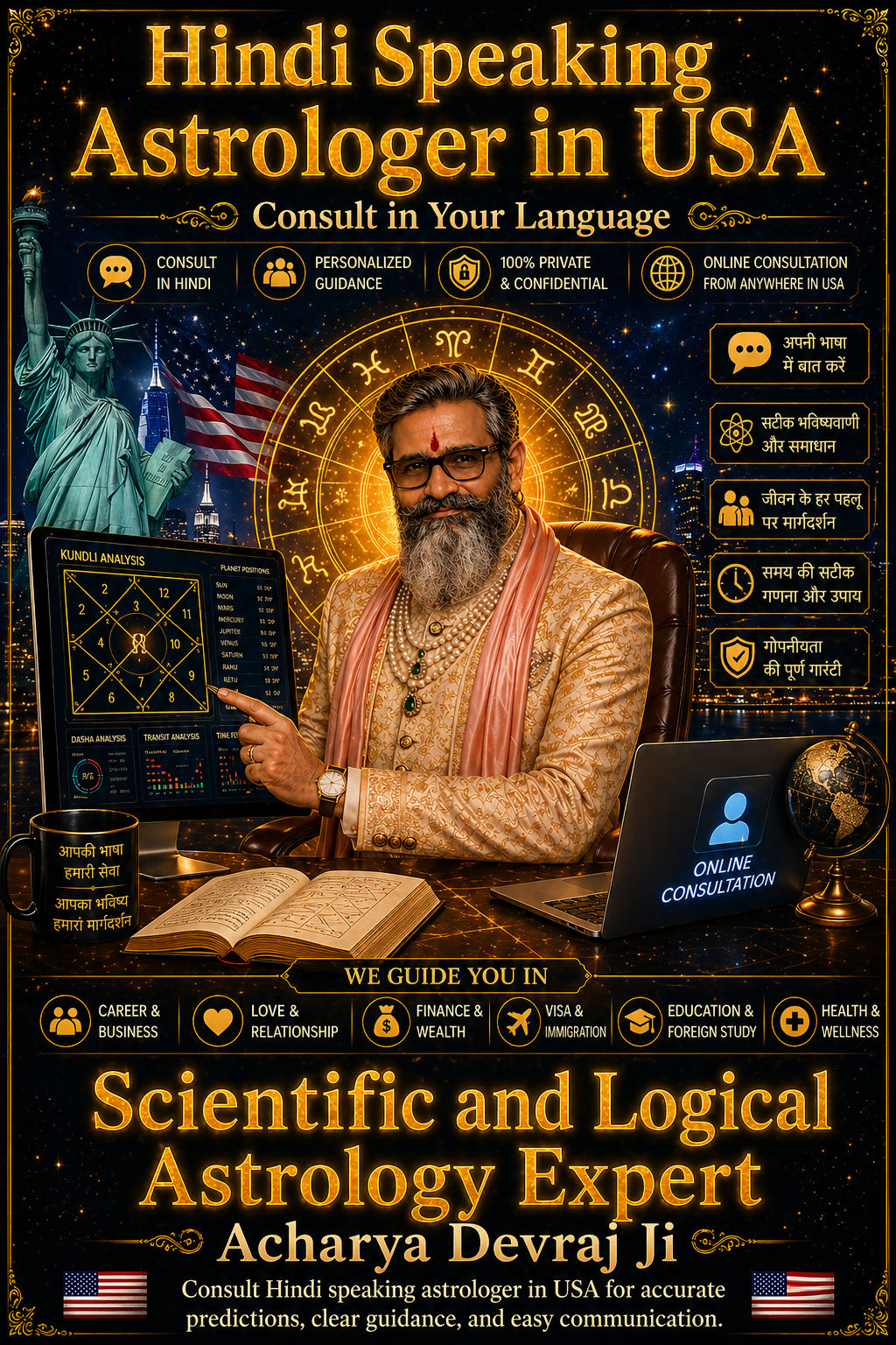 Best Hindi Speaking Astrologer in USA — Acharya Devraj Ji