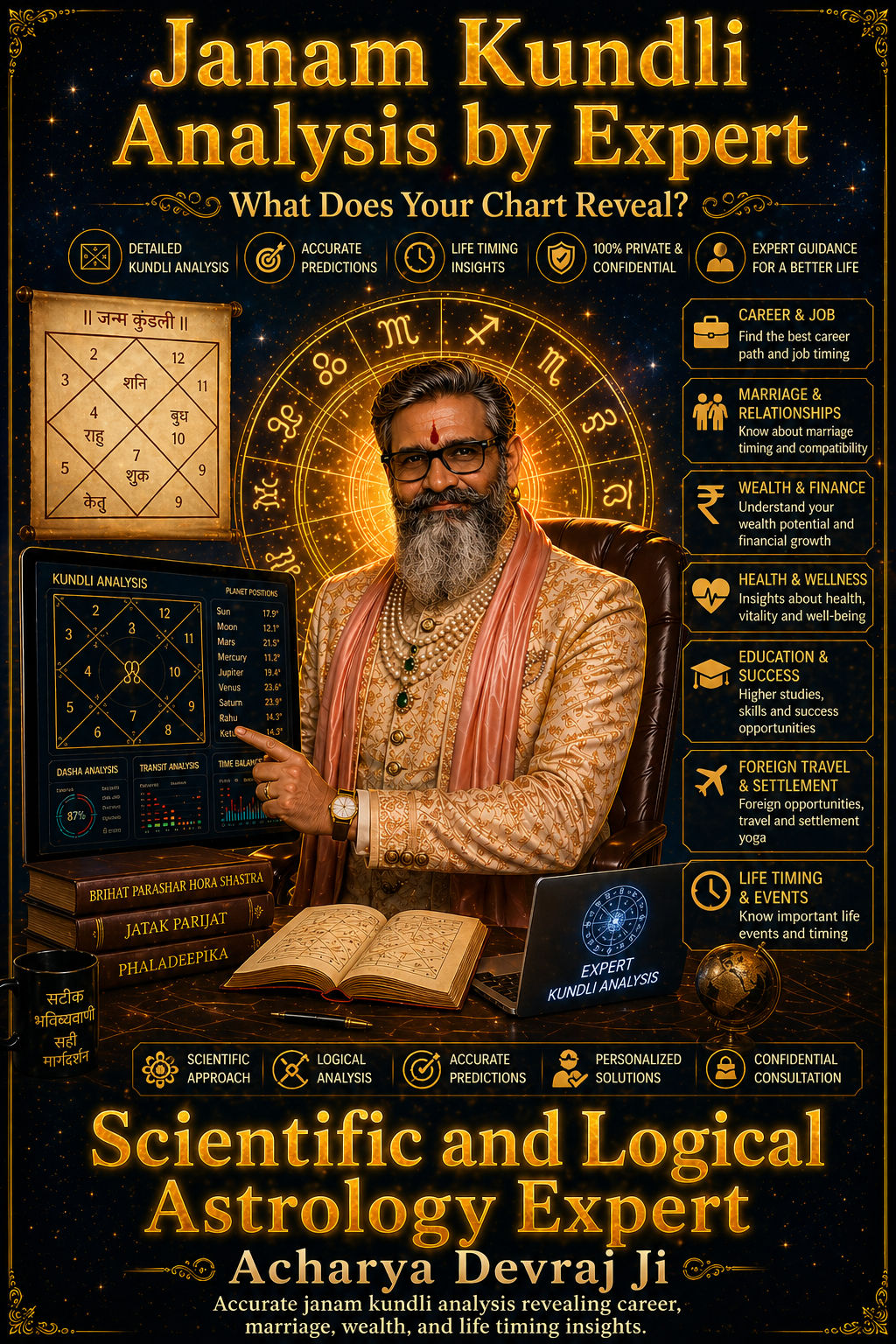 Best Janam Kundli Analysis by Acharya Devraj Ji — Divisional Charts and Dasha Timing