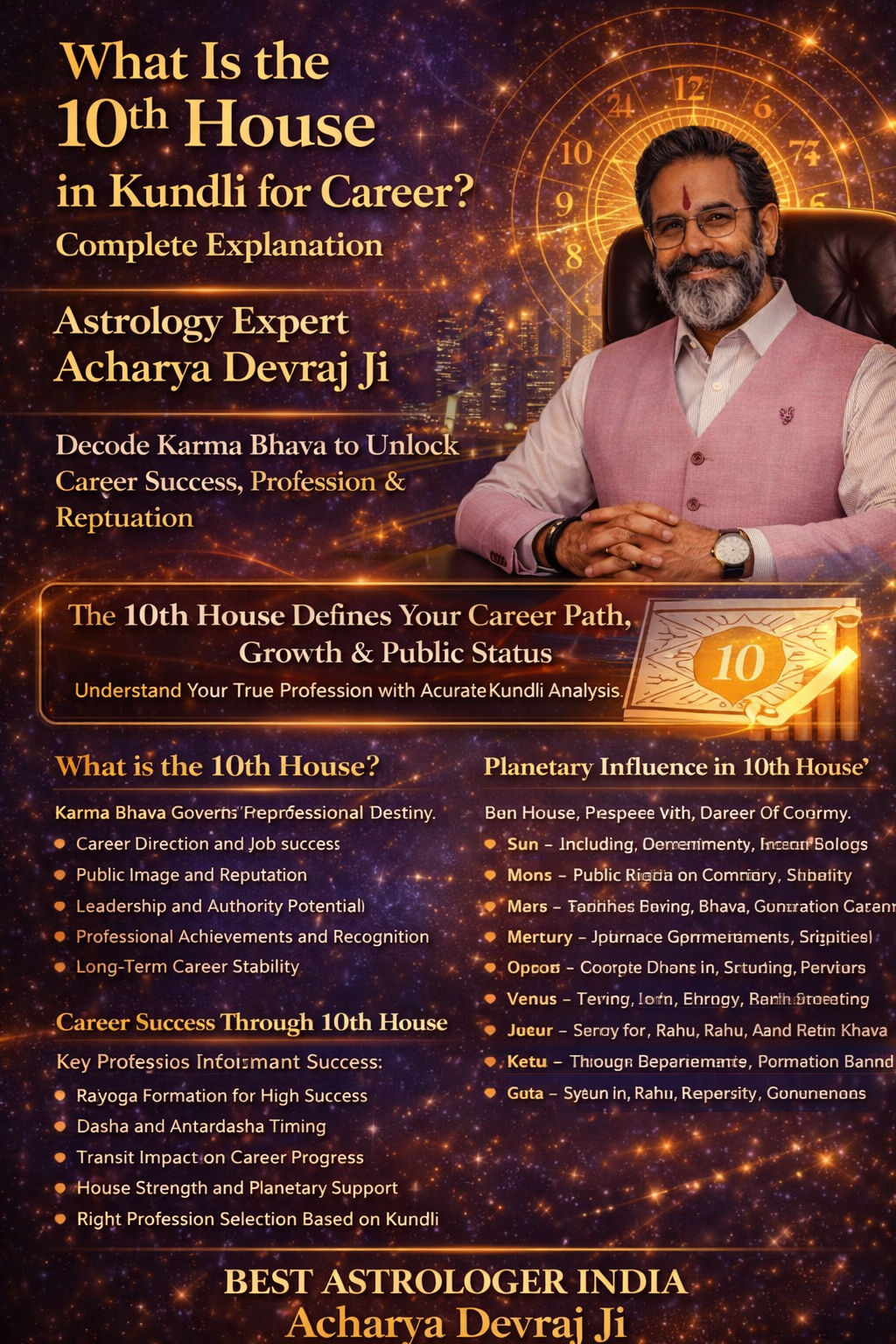 10th House in Kundli for Career - Complete career astrology guide by Acharya Devraj Ji