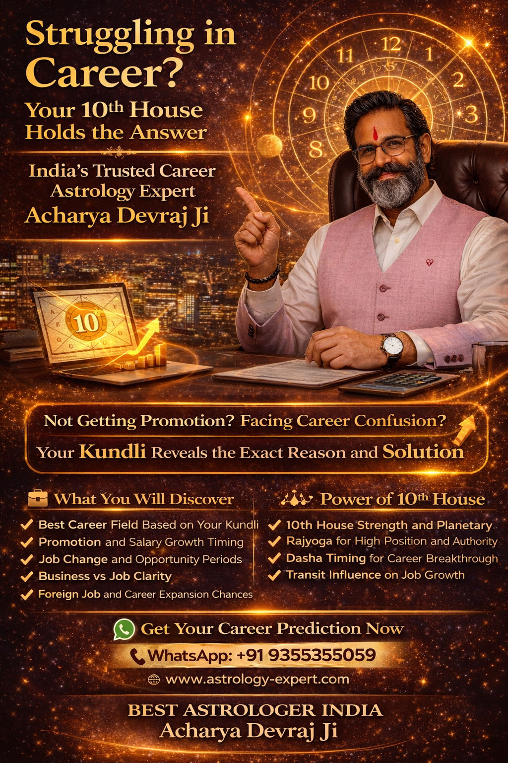 Career guidance through astrology by Acharya Devraj Ji - planetary influence on 10th house career