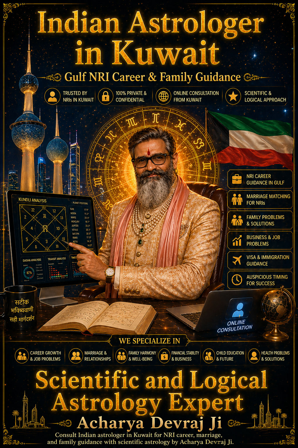 Indian Astrologer in Kuwait — Acharya Devraj Ji Scientific & Logical Expert