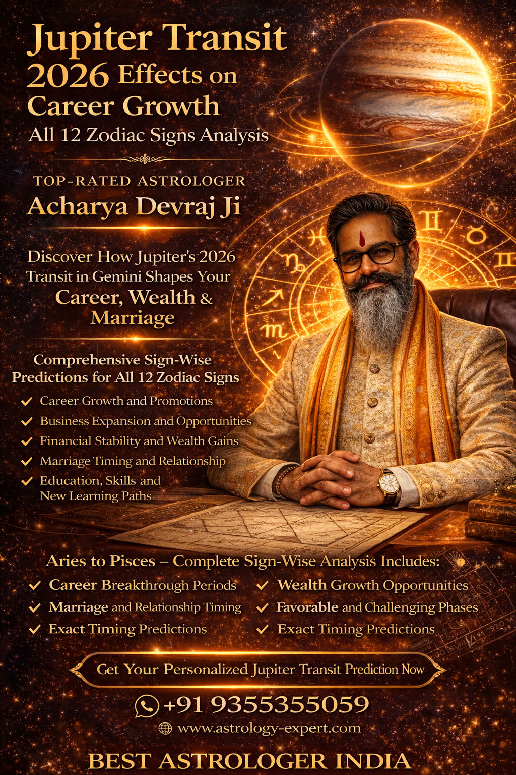 Jupiter Transit 2026 Effects on Career Growth All 12 Zodiac Signs by Acharya Devraj Ji