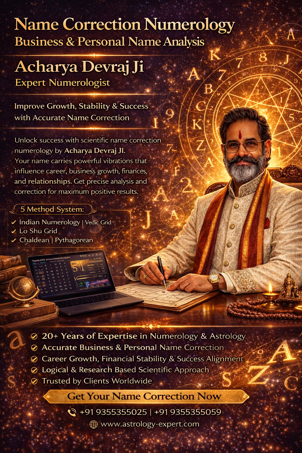 Name Correction Numerology — Business and Personal Name Analysis by Acharya Devraj Ji