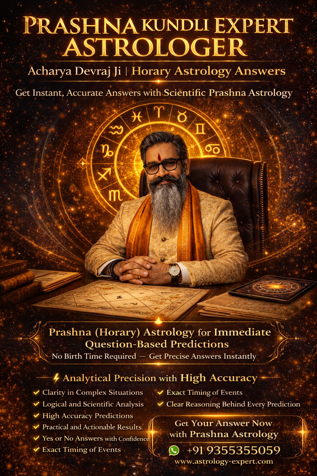 Prashna Kundli Expert Astrologer — Horary Astrology Answers by Acharya Devraj Ji
