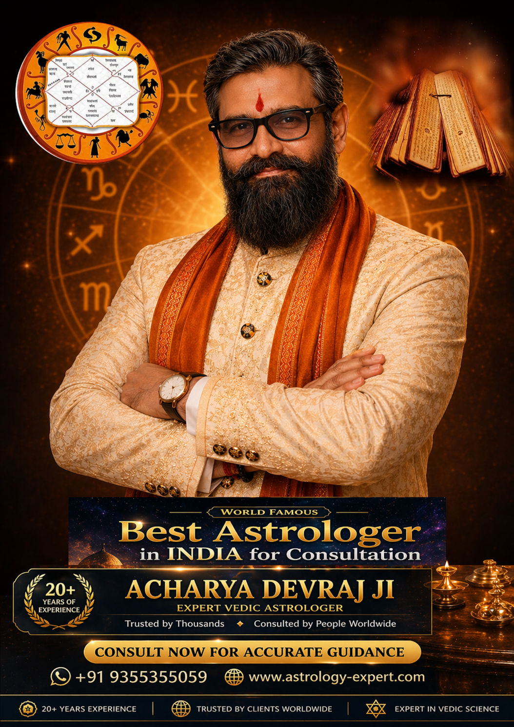 World famous Advanced Nadi astrologer Acharya Devraj Ji — Top Scientific & Logical Accuracy Expert in India for career, marriage and life-event prediction