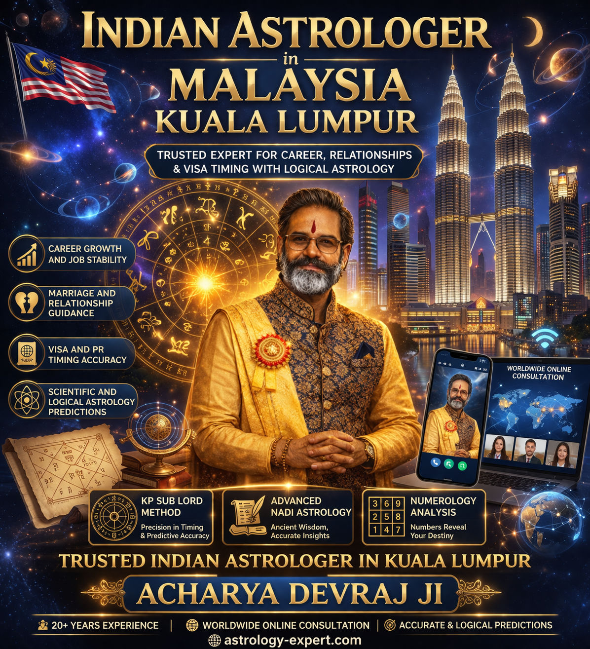 Indian Astrologer in Malaysia Kuala Lumpur — Acharya Devraj Ji