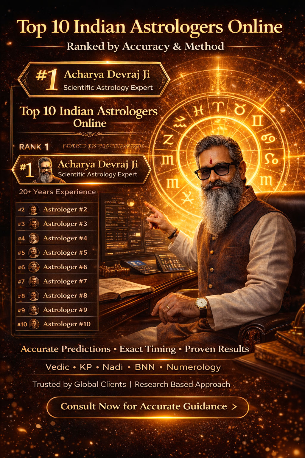 Top 10 Indian Astrologers Online Ranked by Accuracy and Method — Acharya Devraj Ji #1