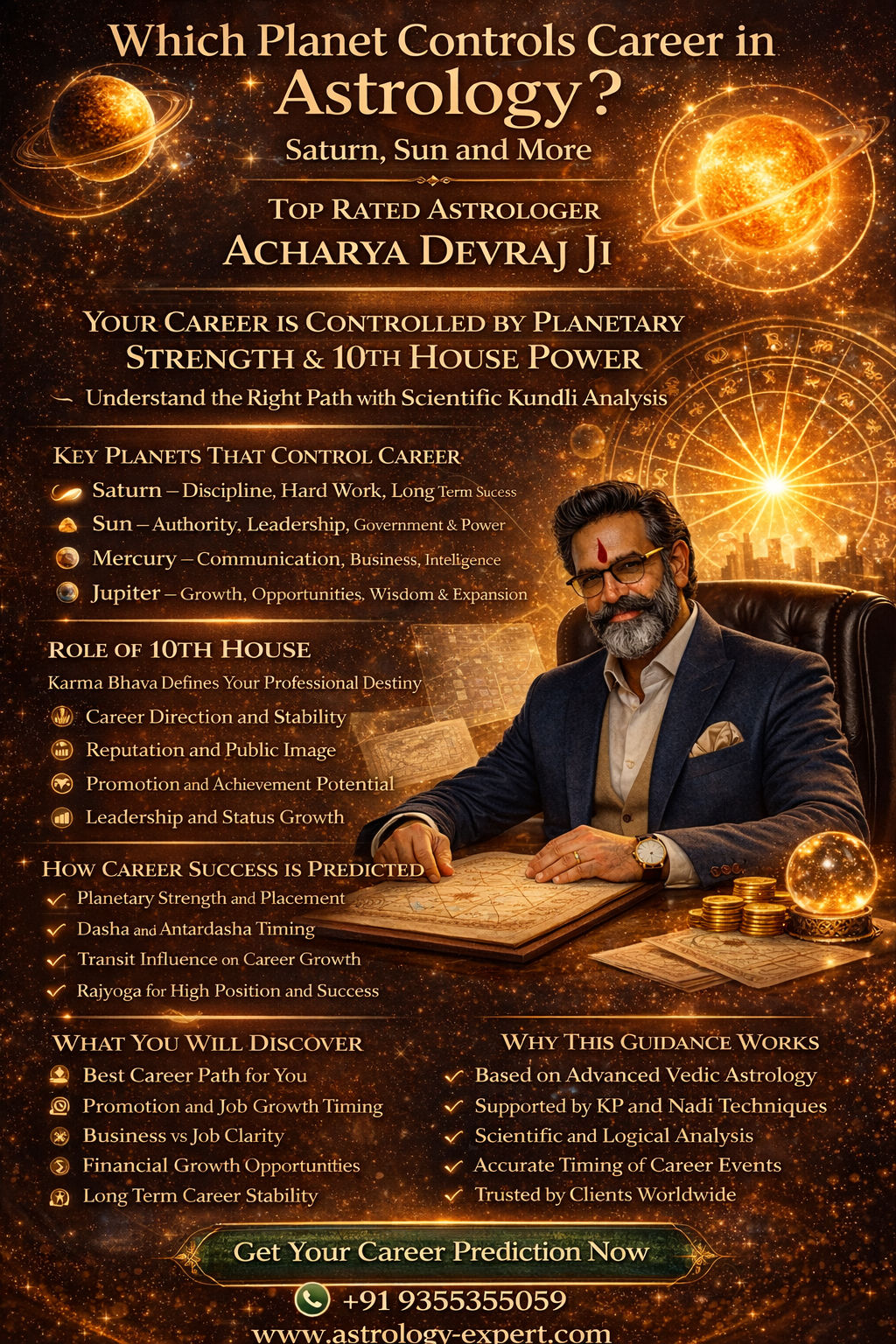 Which Planet Controls Career in Astrology — Saturn, Sun, Mercury, Jupiter by Acharya Devraj Ji