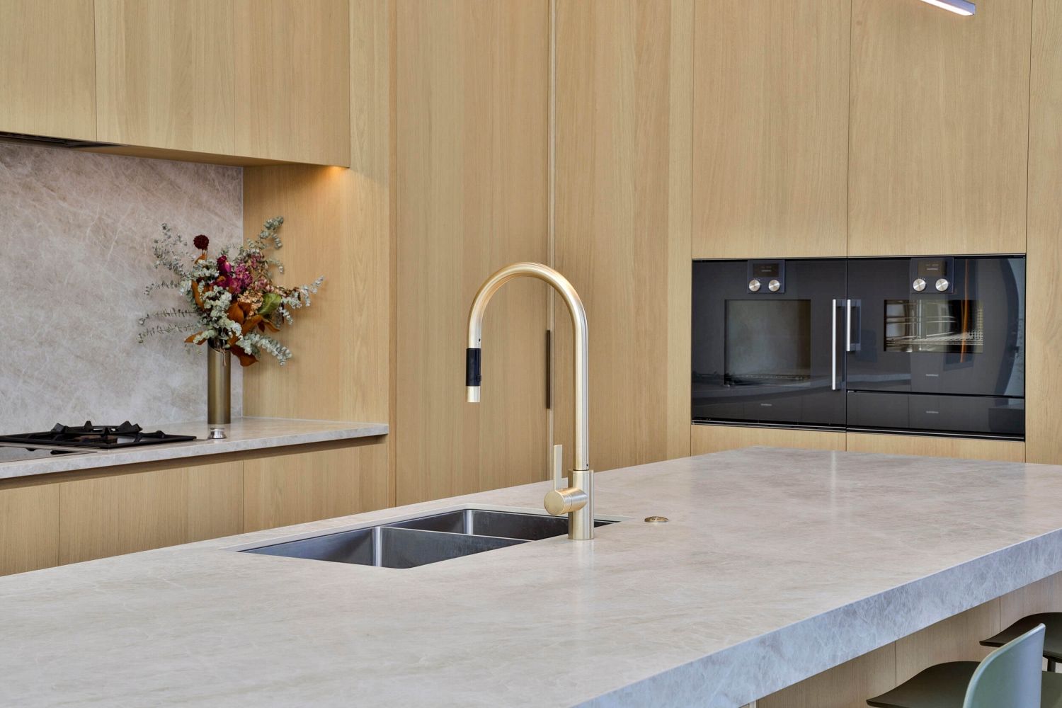 Flush cabinetry alignment, hidden scullery door and seamless architectural finish
