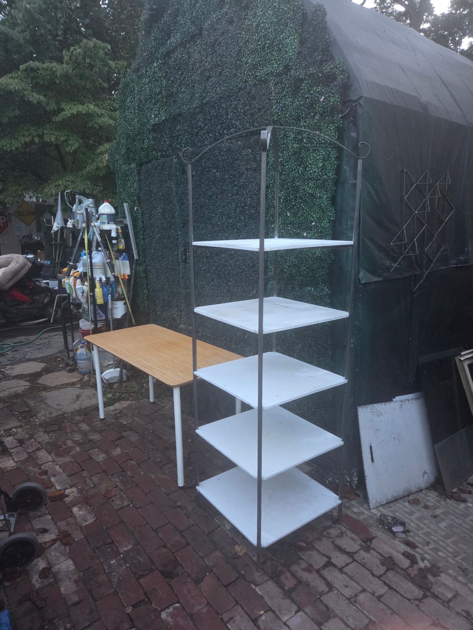 Table desk with screw in legs 60 x 30 n 30 inch Tall $45. Tall Shelf  $99 — photo 5