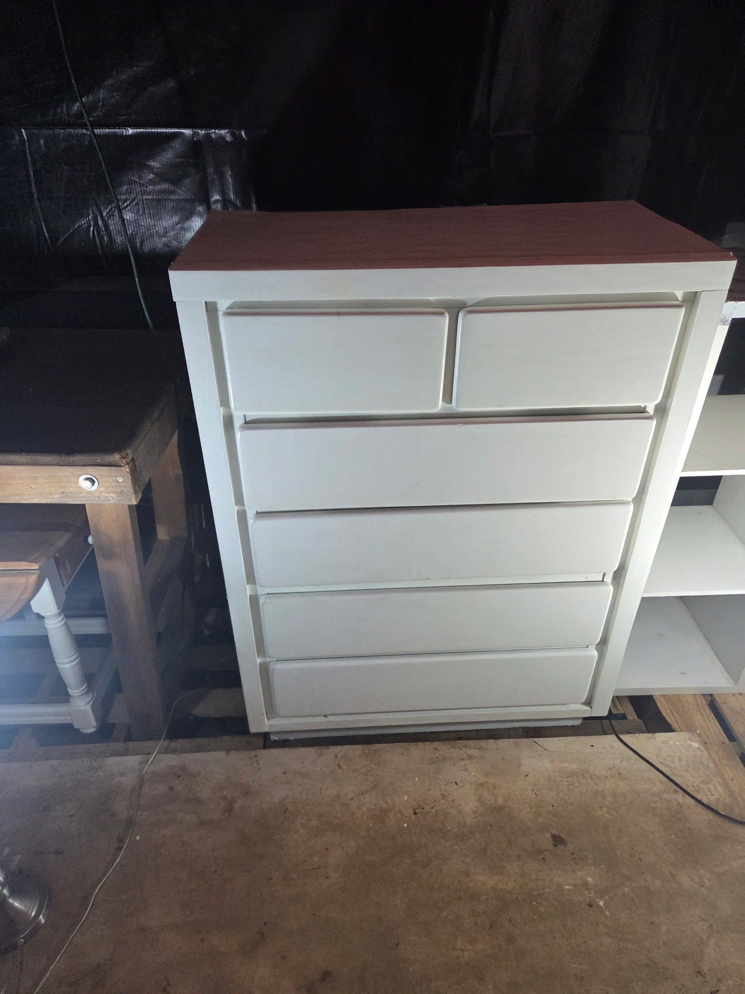 Shelf cube 44 x 15 n 44 inch tall. Faux marble 45. Tall white dresser 35 x 19 n 54 inch tall 95 — photo 2